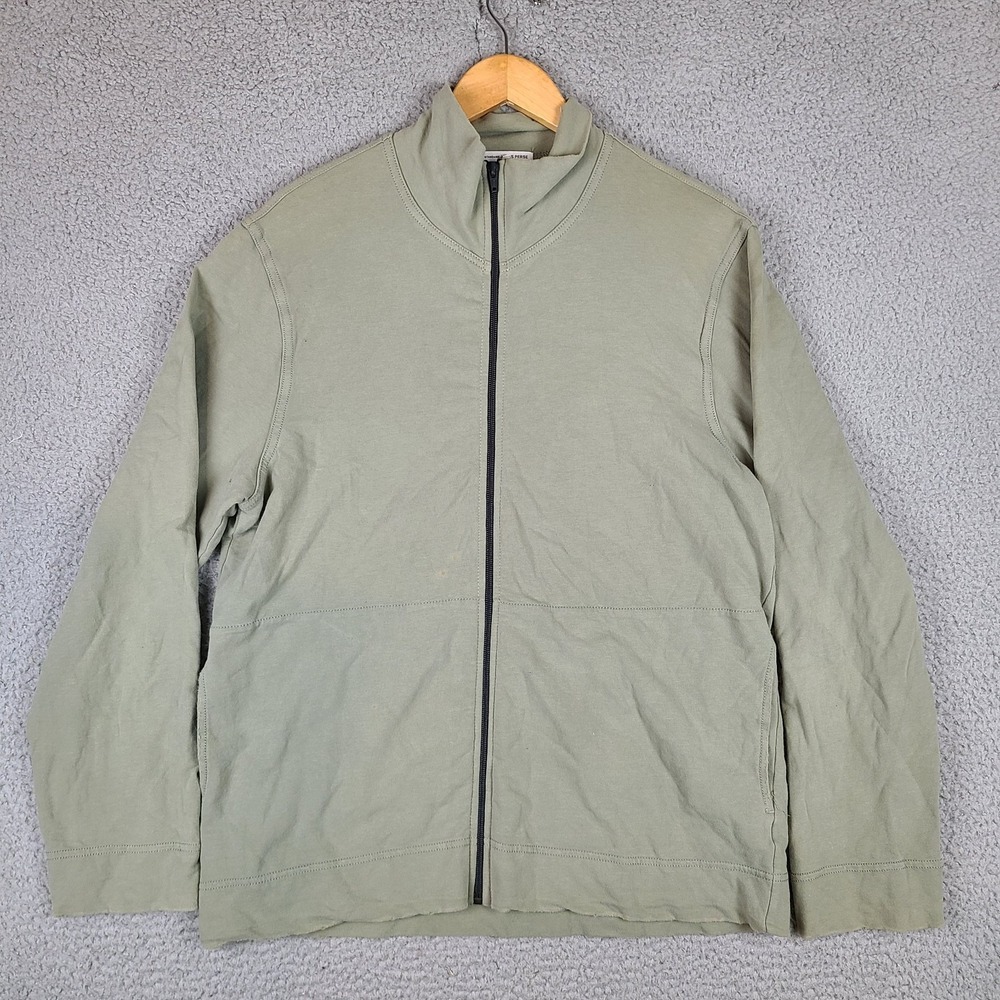 James Perse Track Jacket Mens Size 3 Full Zip Knit Sweatshirt Pockets Green